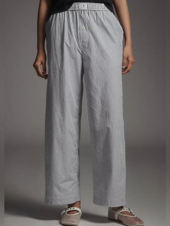 Anthropologie Pants - Anthropologie Wide Leg Striped High Waisted Boxer Lounge Pants Size Small